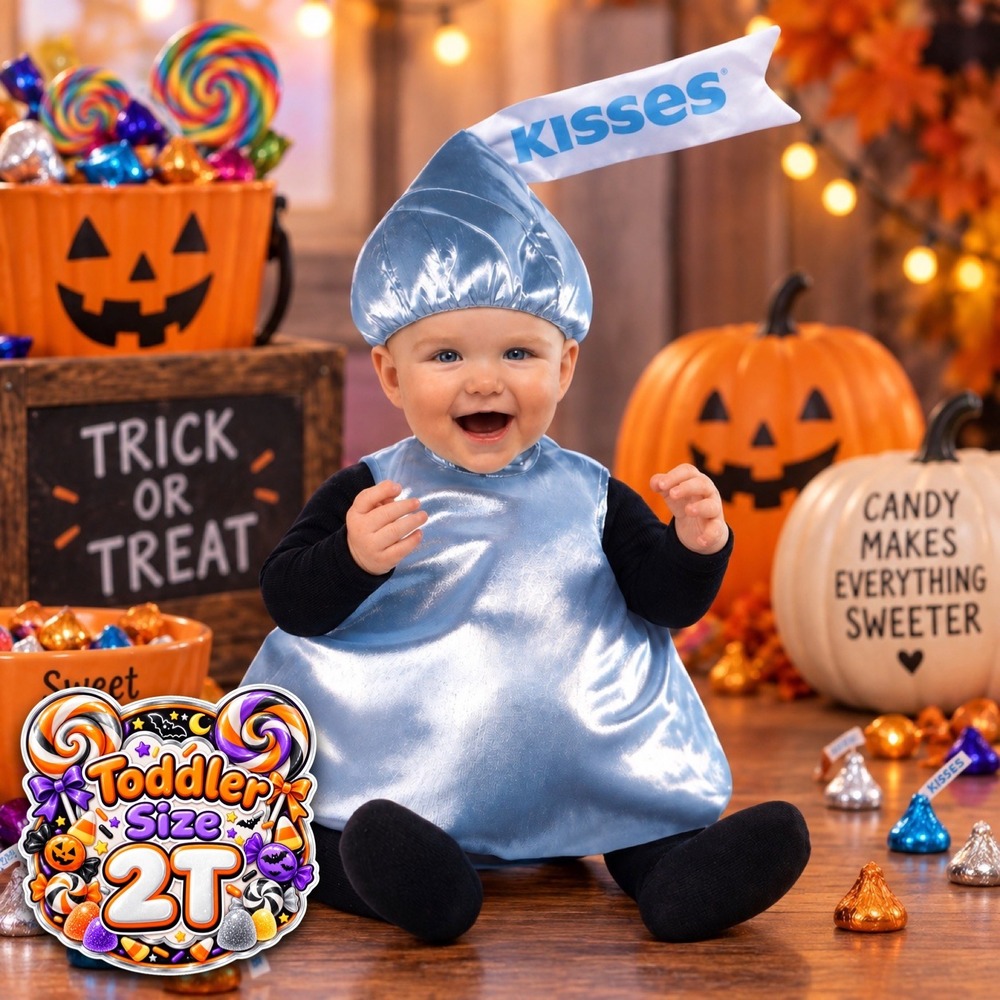 Rubies Hershey's Kisses TODDLER Costume SIZE 2T Silver Tunic & Hat Halloween NOB